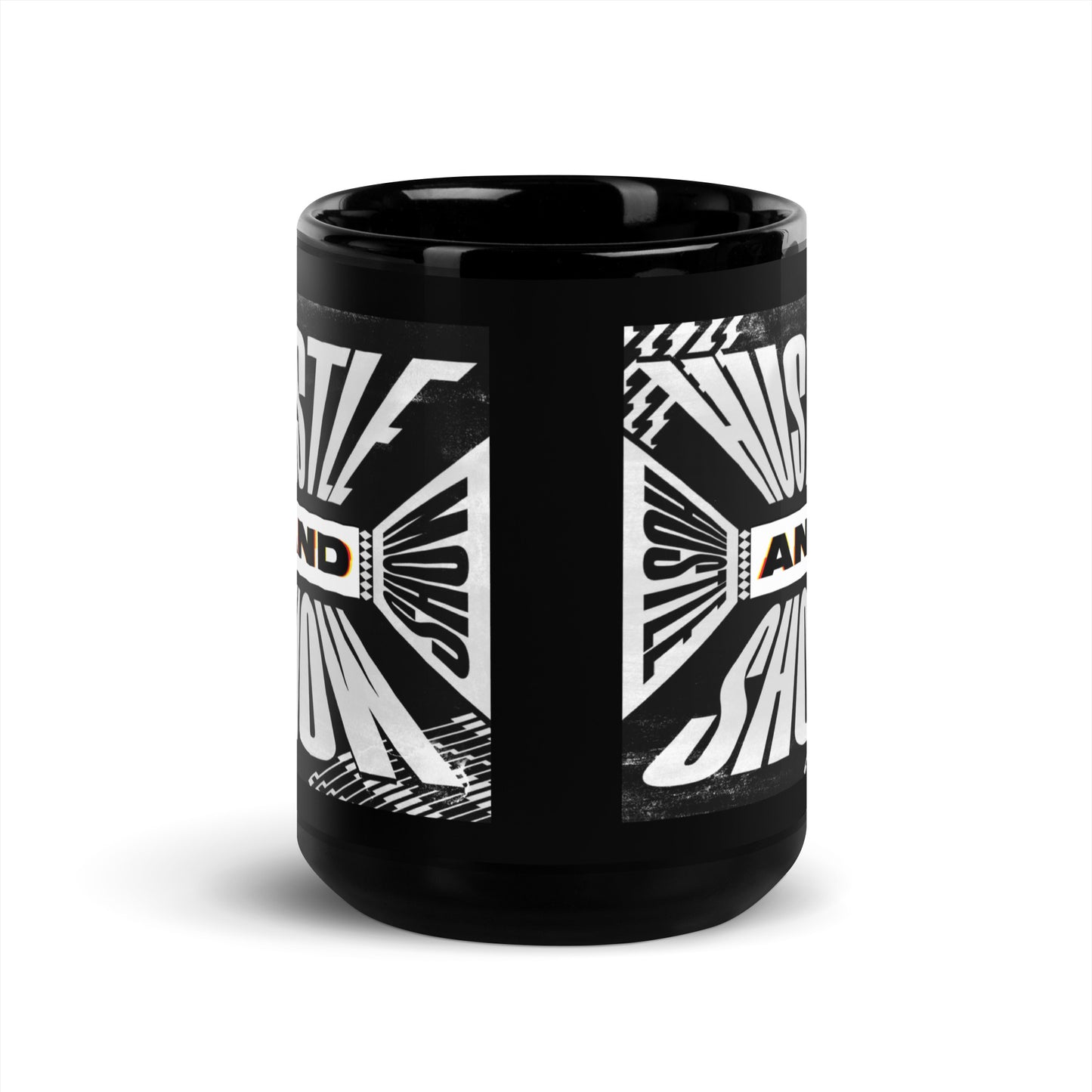 Hustle & Show Black Glossy Mug