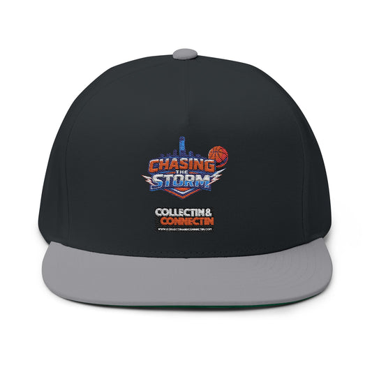 Chasing Storm Embroidered Flat Bill Cap — Collectible City Skyline Snapback