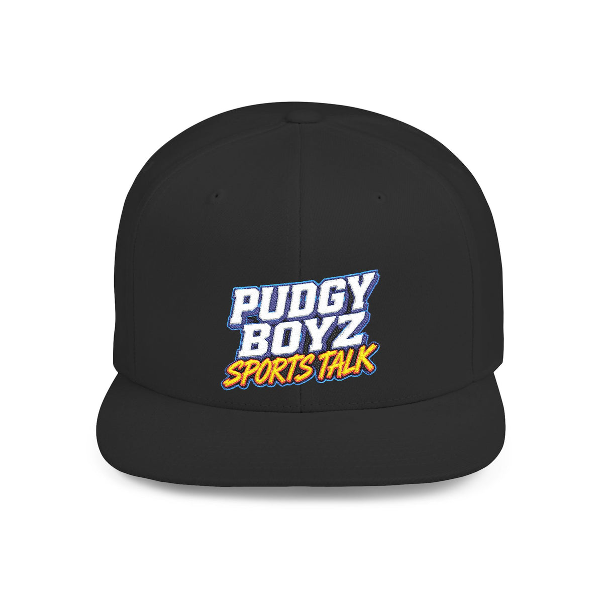 Snapback Hat — Pudgy Boyz Sports Talk Embroidered Flat-Bill Cap