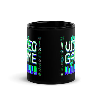 Video Game Numbers Black Glossy Mug