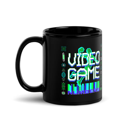 Video Game Numbers Black Glossy Mug