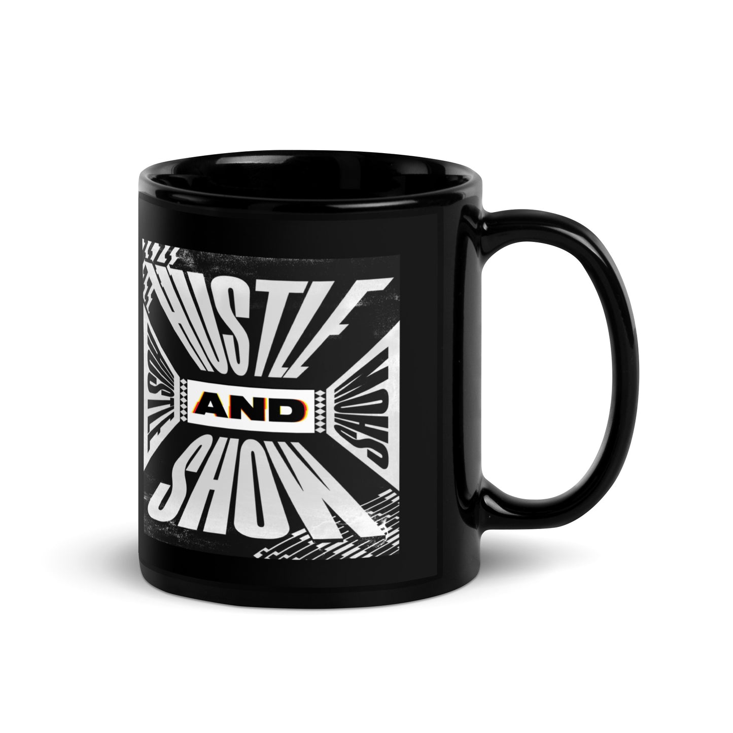 Hustle & Show Black Glossy Mug