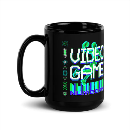 Video Game Numbers Black Glossy Mug